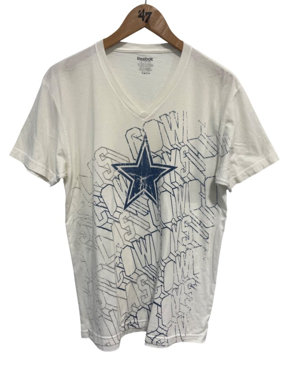 Reebok Graphic Tee Medium Dallas Cowboys V-Neck Short Sleeve Retro Sportswear